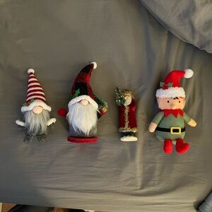 Holiday Christmas Gnome Set, Santa with tree ornament, Santa reindeer shadow box